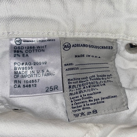 AG The Stevie Slim Straight Jeans in White Sz 25 - Picture 15 of 16